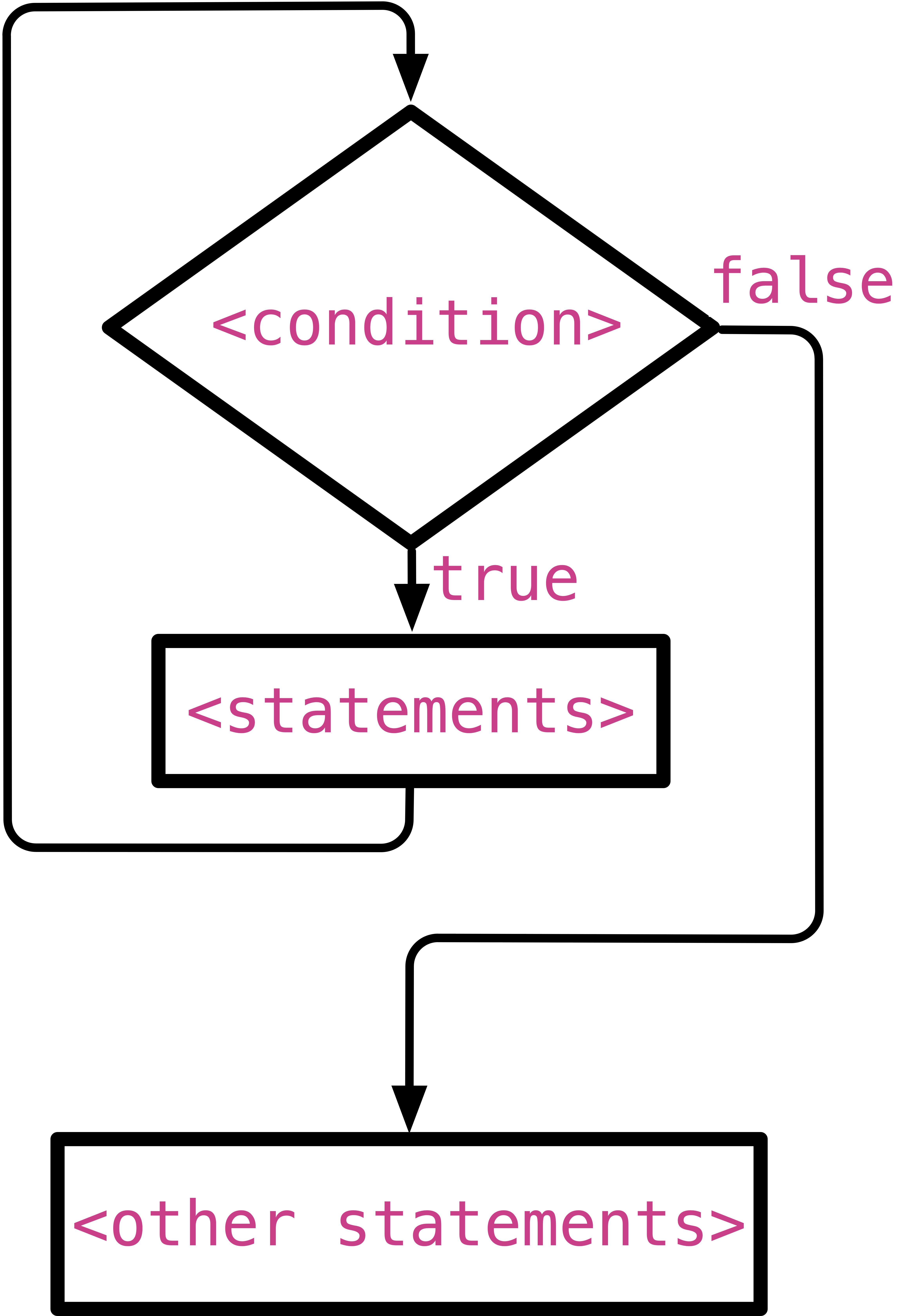 The flow chart of a while loop